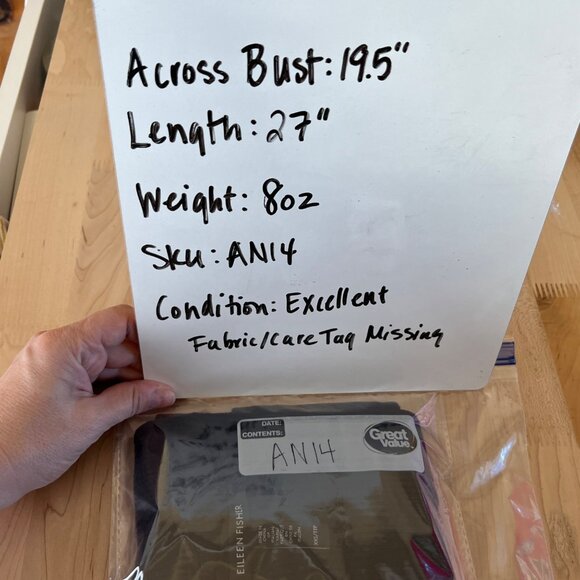 Eileen Fisher Organic Linen Delave Rib V-Neck Top Graphite Size XXS - Picture 11 of 11